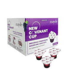 Mayde New Covenant Pre-filled Communion Cups and Wafer Set (100 Count), Prefilled Double Lid Communion Cups Containing Concordia Grape Juice & Wafer Set